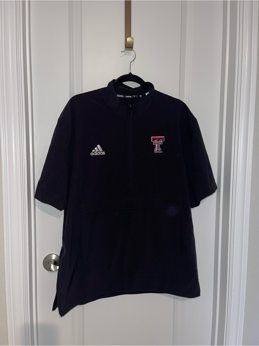 adidas Black Texas Tech Quarter-Zip Short Sleeve Pullover